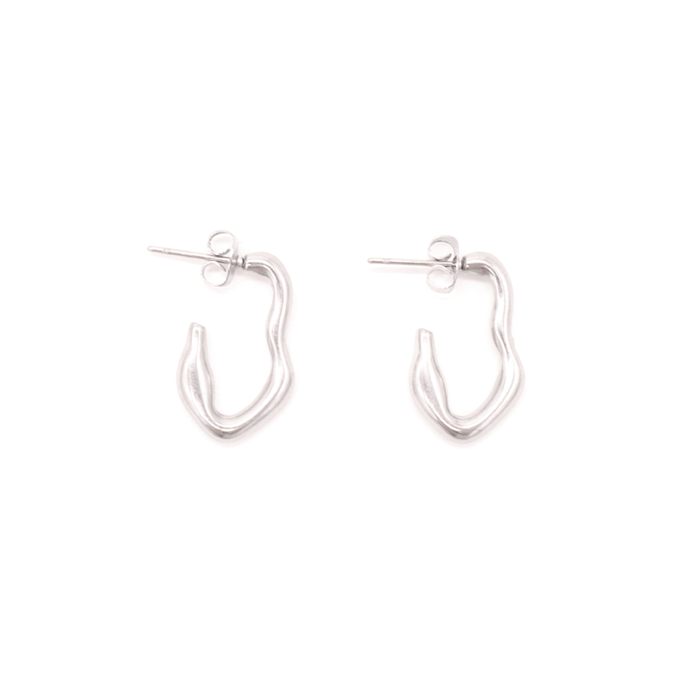 Penny Foggo Earrings Half Hoop Wavy Blob Silver