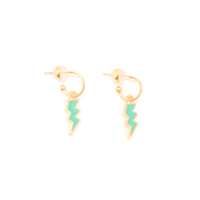 Penny Foggo Earrings Half Hoop Lightning Bolt Aqua Gold