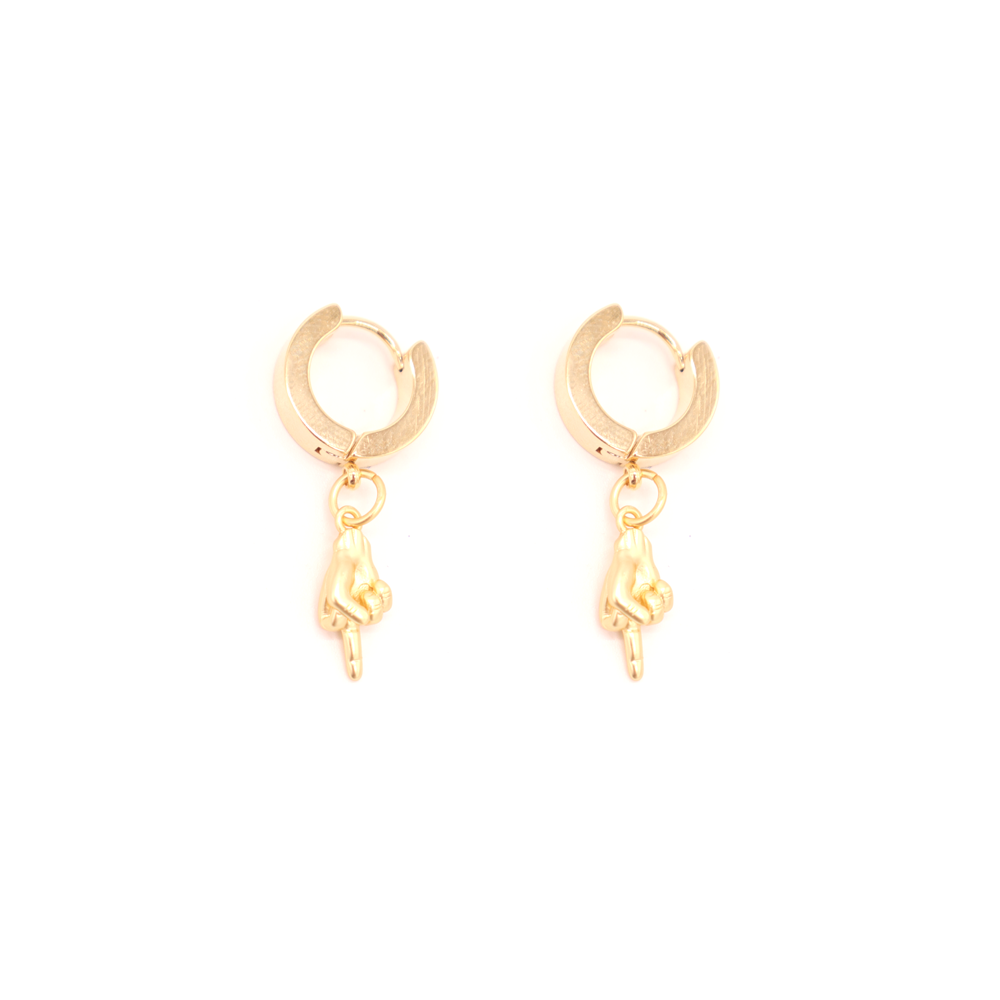 Penny Foggo Earrings Huggies Middle Finger Gold