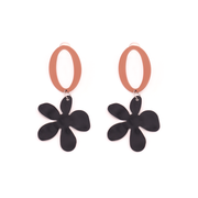 Penny Foggo Earrings Big Oval Flowers Black Toffee