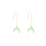Penny Foggo Earrings Enamel Moon Drops Mint Gold