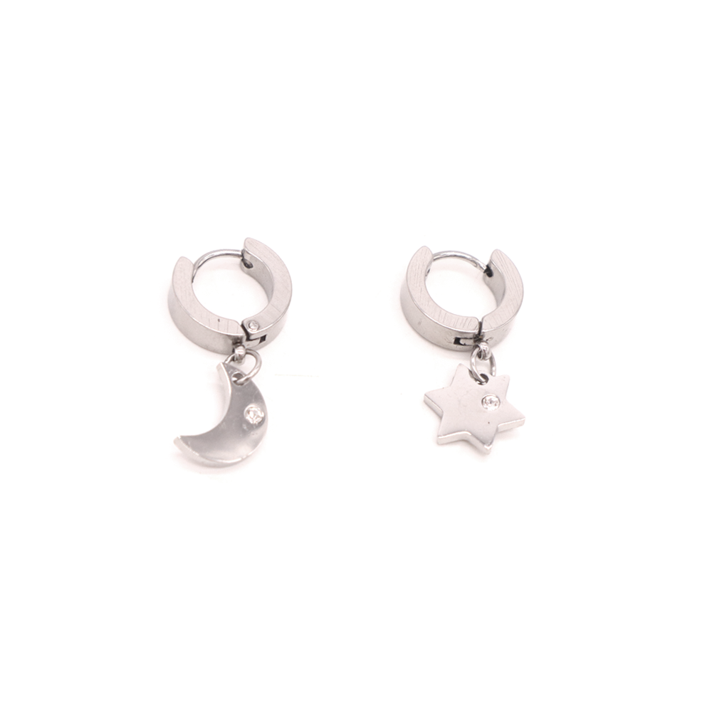 Penny Foggo Earrings Huggies Moon and Star Silver