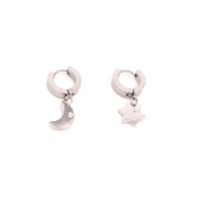 Penny Foggo Earrings Huggies Moon and Star Silver