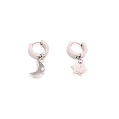 Penny Foggo Earrings Huggies Moon and Star Silver