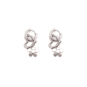 Penny Foggo Earrings Double Huggies Daisy Heart Silver