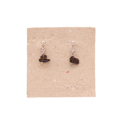 Crushes Gemstone Silver Drop Earring Smoky Quartz