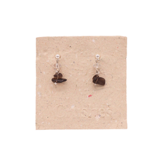 Crushes Earrings Silver Drop Gem Stone Smokey Quartz