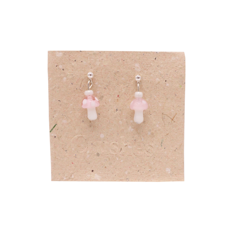 Crushes Earrings Glass Mushroom Pink