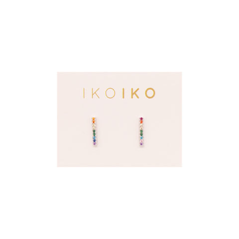 Iko Iko Studs Rainbow CZs on Bar Silver