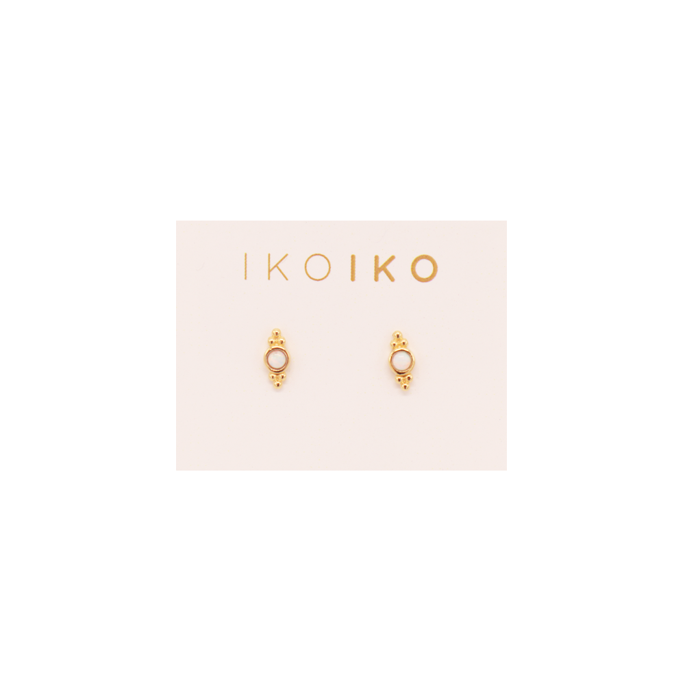 Iko Iko Studs Six Dot Crest White Opalite Gold