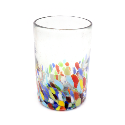 Rustico Mexico Hand Blown Confetti Glass Large