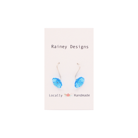 Rainey Designs Glass Floral Drop Earrings Aqua
