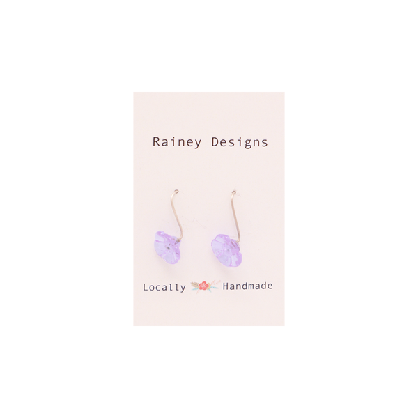 Rainey Designs Glass Floral Drop Earrings Jelly Purple