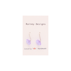 Rainey Designs Glass Floral Drop Earrings Jelly Purple