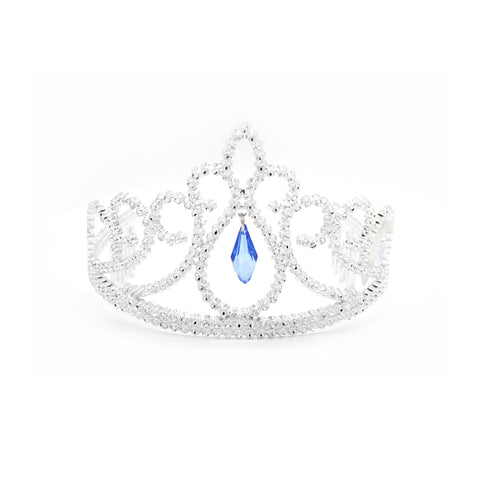 Plastic Tiara Crown Silver with Hanging Jewel Assorted