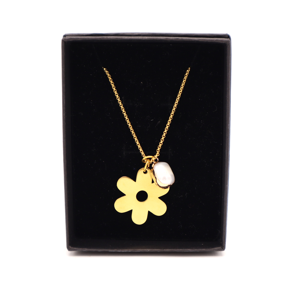 Penny Foggo Necklace Flower and Pearl Gold