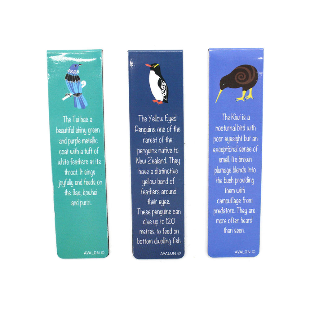 New Zealand Magnetic Bookmarks Native Birds Set of 3