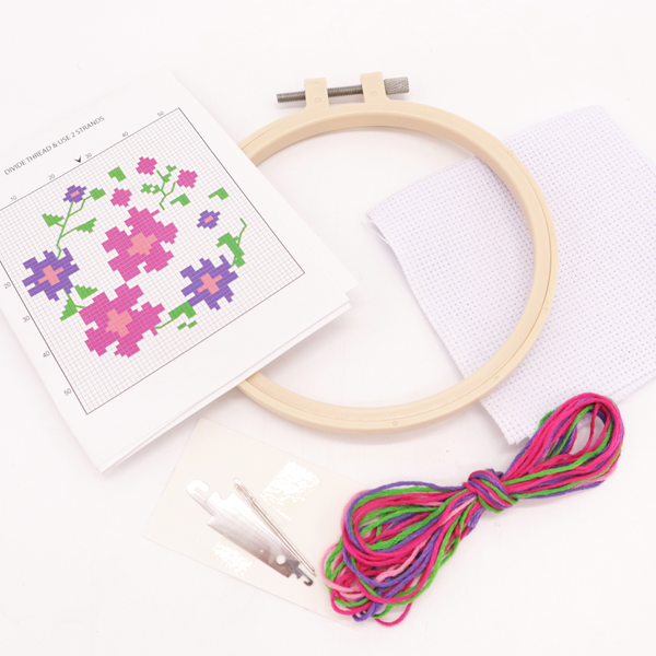 Mini Cross Stitch Kit Flowers