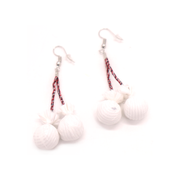 Potiki Poi Earrings Original Poi White Red
