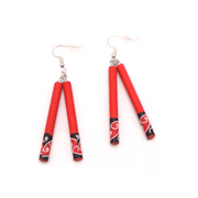Potiki Poi Earrings Tititorea Kowhaiwhai Red