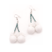 Potiki Poi Earrings Original Poi White Green