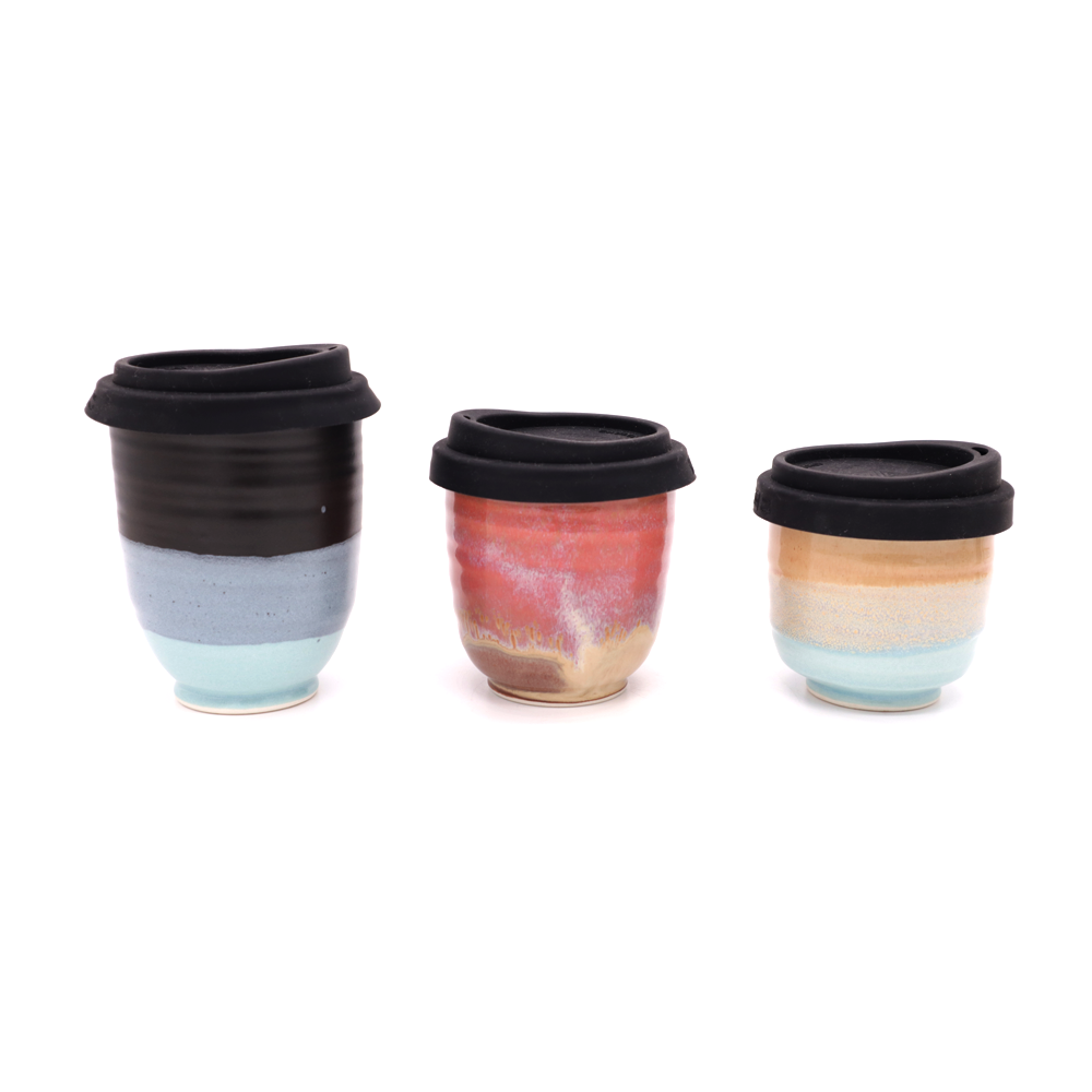 Westcoast Stoneware Reusable Cup Beige and Turquoise