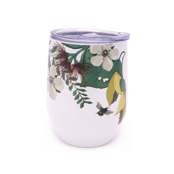 Moana Road Double Walled Mug Native Flora White