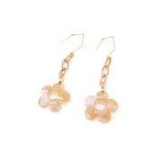 Penny Foggo Earrings Dangly Flower Drops Beige
