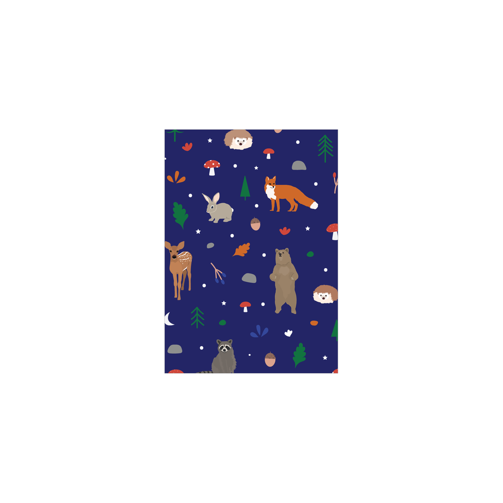 Iko Iko Mini Christmas Card Animal Pattern Woodland Navy