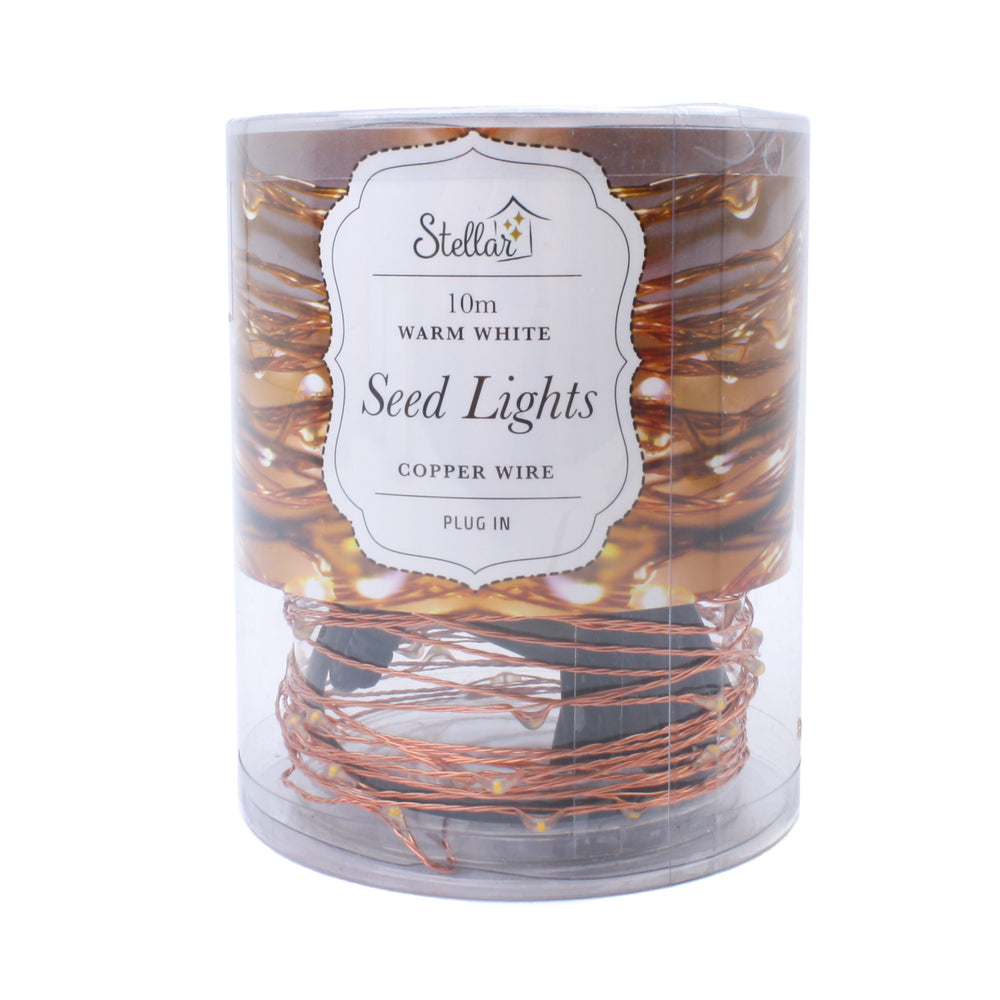 LED Wire Seed Light String 10m Copper Warm White Plug in