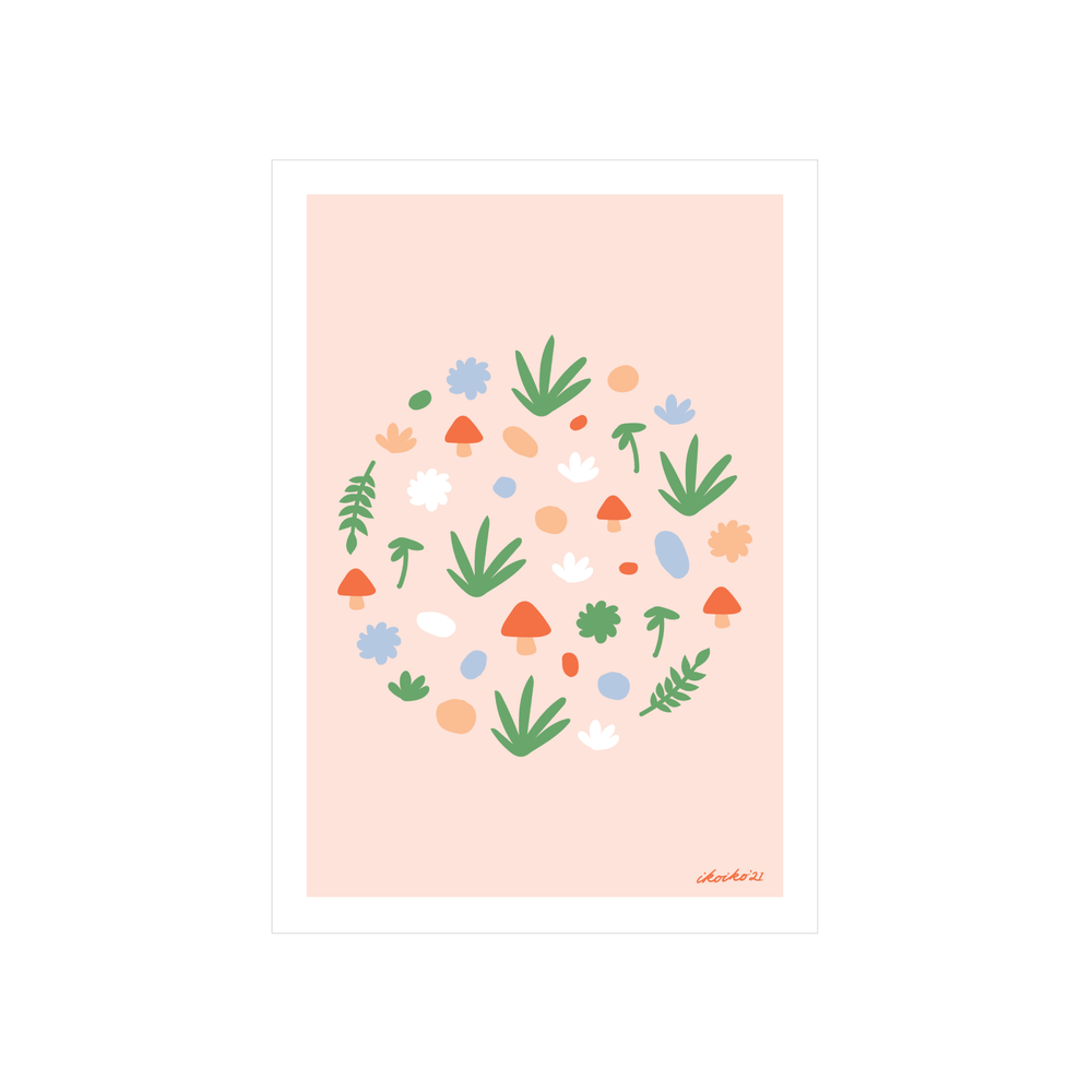 Iko Iko A4 Art Print Mushroom Field