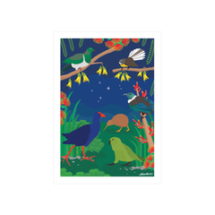 Iko Iko A4 Art Print NZ Birds Night