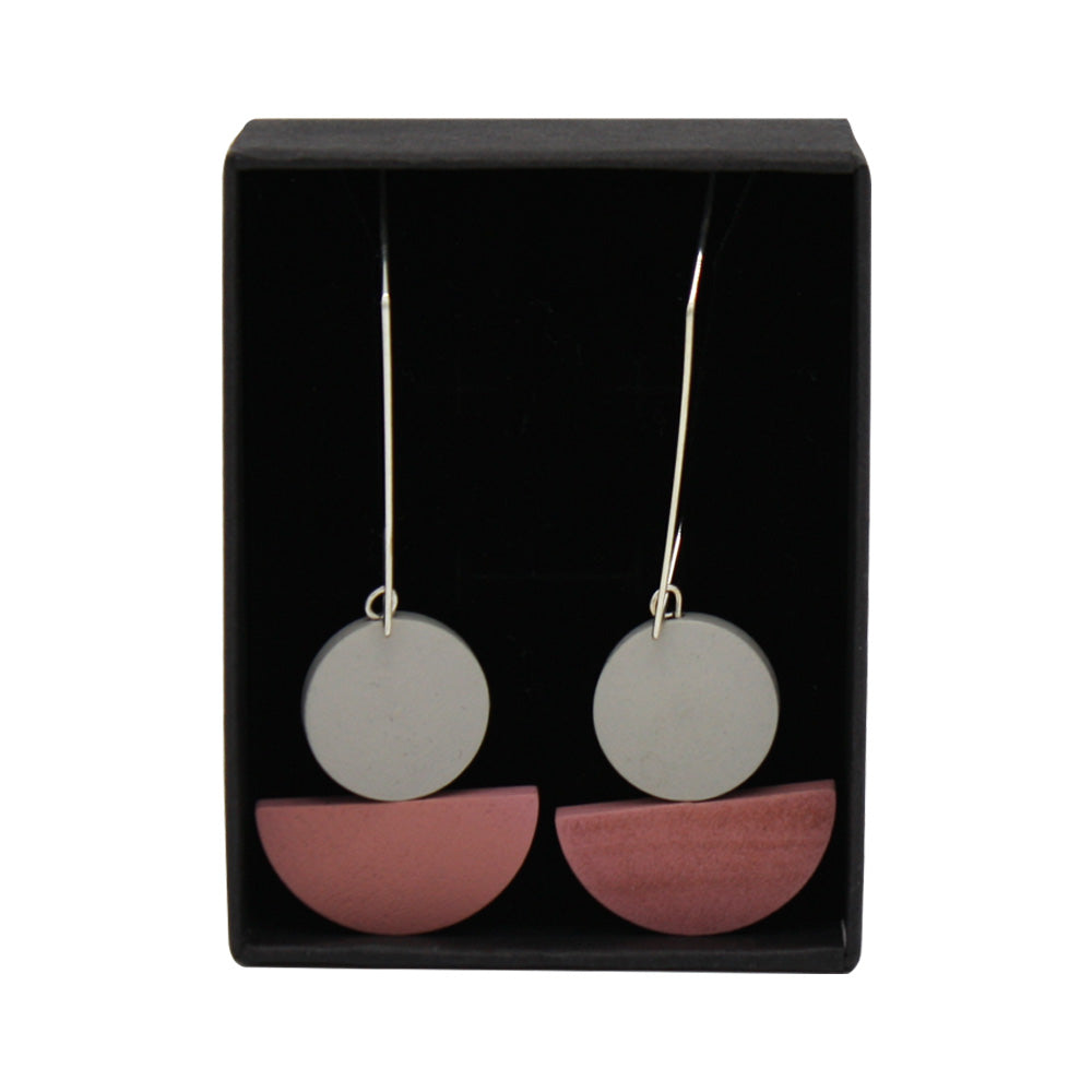 Penny Foggo Earrings Wood Drops Pink