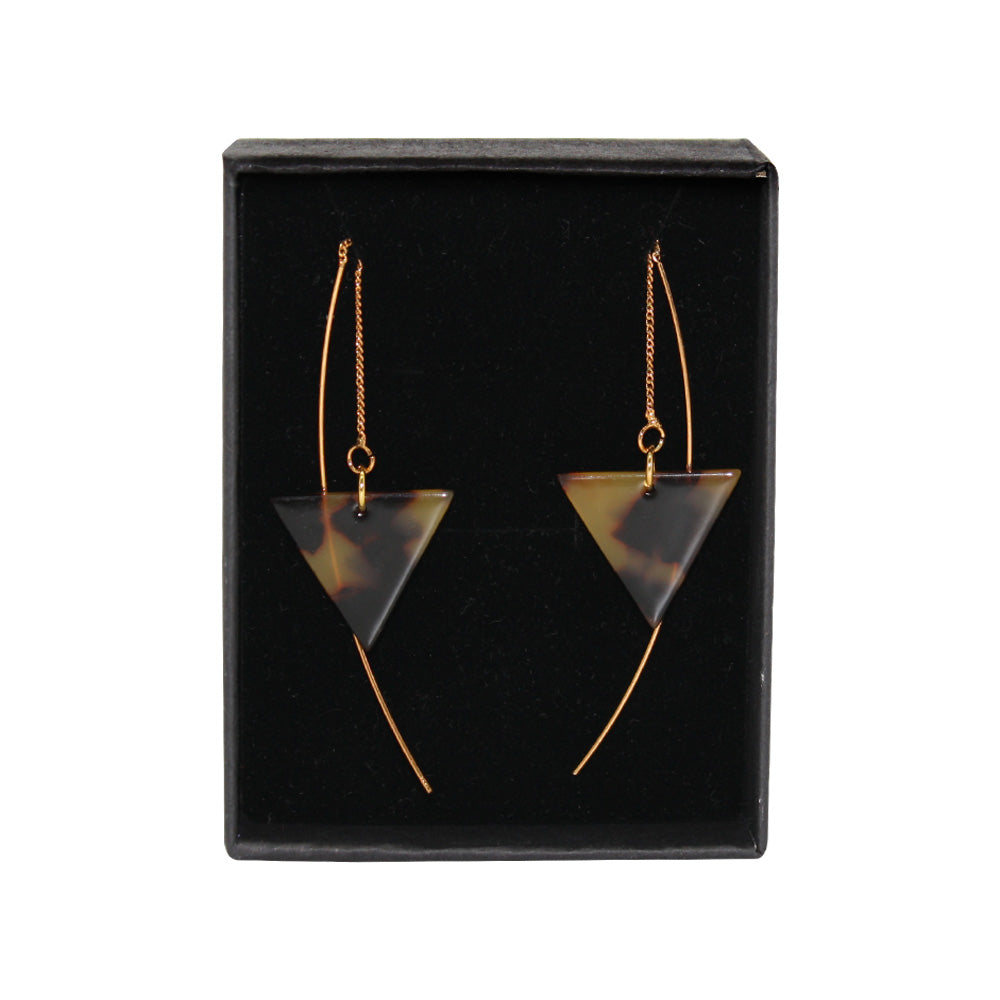 Penny Foggo Earrings Tortoiseshell Gold Threads Triangle