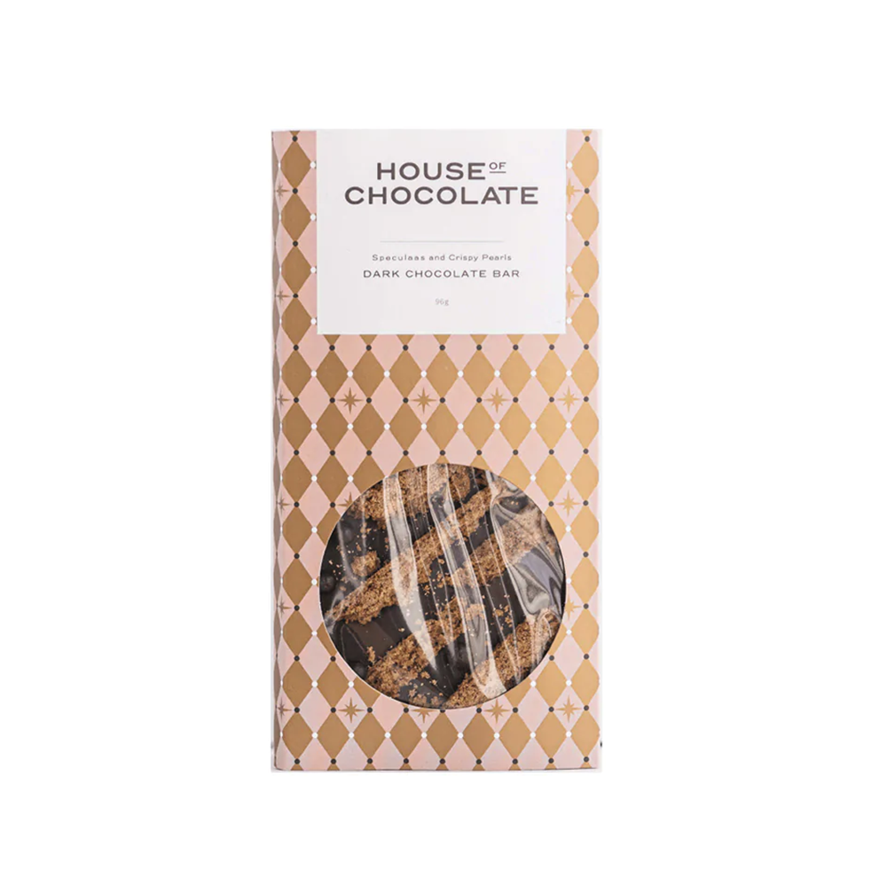 House of Chocolate Christmas Speculaas & Crisp Pearl Dark Chocolate Bar