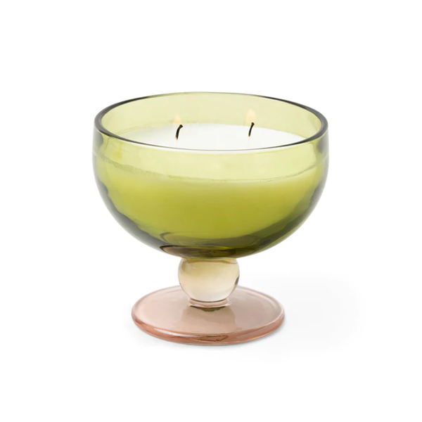 Paddywax Aura Green & Blush Tinted Glass 170g Goblet Candle Misted Lime