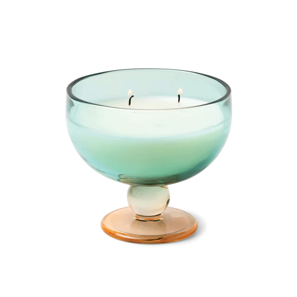 Paddywax Aura Teal & Orange Tinted Glass Goblet Candle 170g Tobacco Patchouli