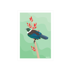 Iko Iko A4 Art Print NZ Birds Tūī