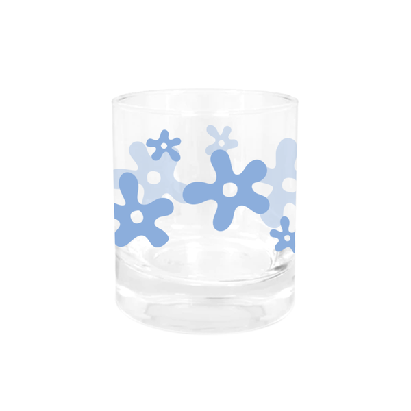 Iko Iko Glass Tumbler Flower Splat Cornflower Blue