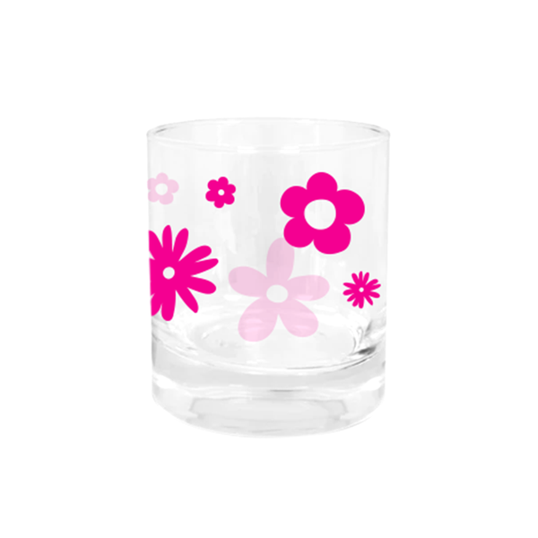 Iko Iko Glass Tumbler Daisies Hot Pink