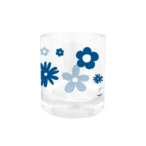 Iko Iko Glass Tumbler Daisies Navy