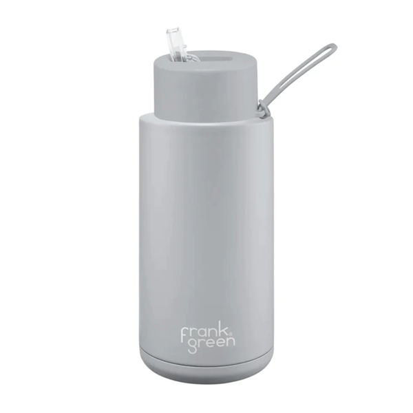 Frank Green Ceramic Reusable Bottle with Straw Lid & Strap 34oz Habor Mist