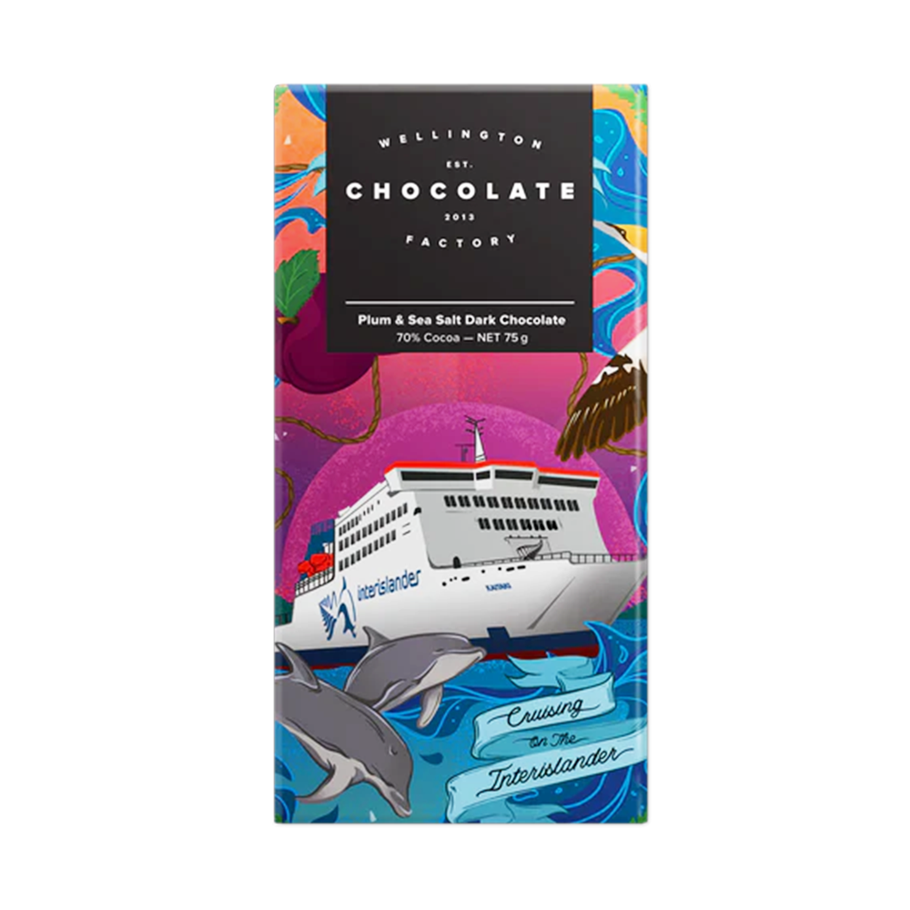 Wellington Chocolate Factory Plum and Sea Salt Dark Bar 75g