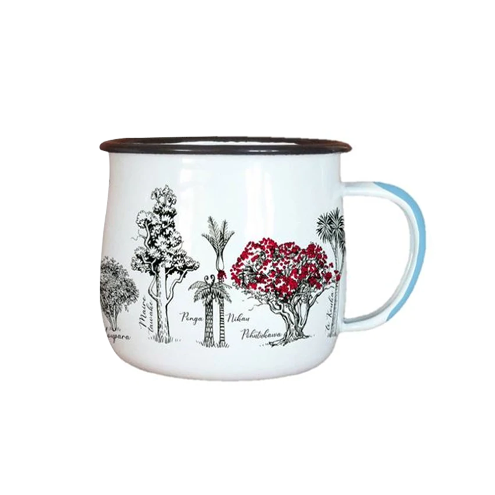 Wolfkamp and Stone Enamel Mug New Zealand Trees