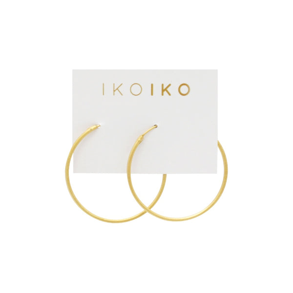 Iko Iko Earrings Brushed Hoops 30mm Gold