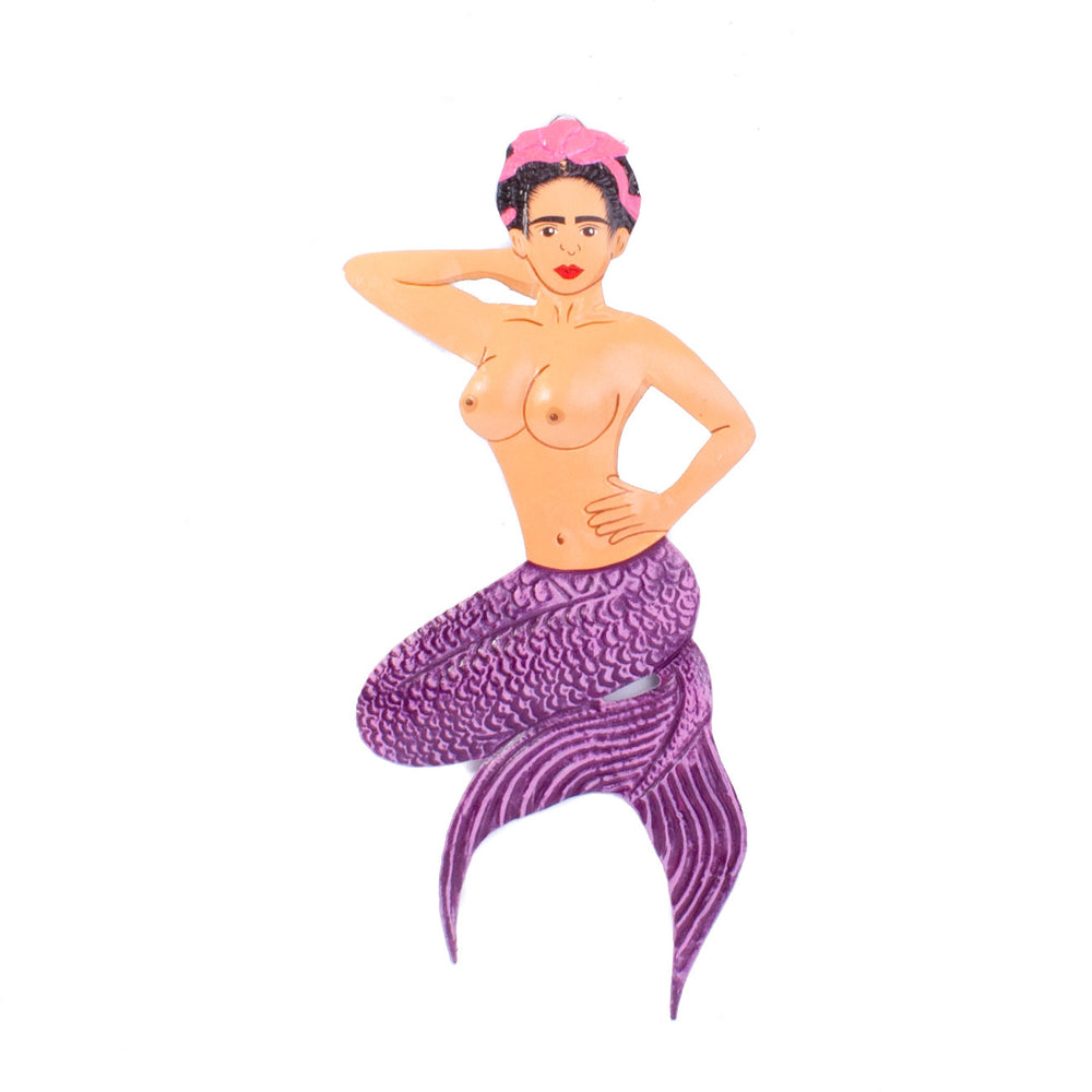 Mexican Tin Frida Mermaid Sitting