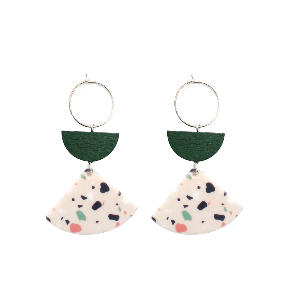 Penny Foggo Earrings Terrazzo with Green