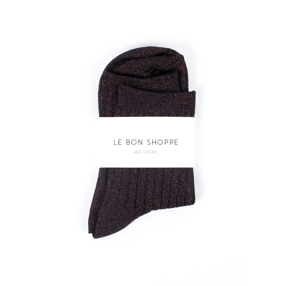 Le Bon Shoppe Socks Her Glitter Copper Black