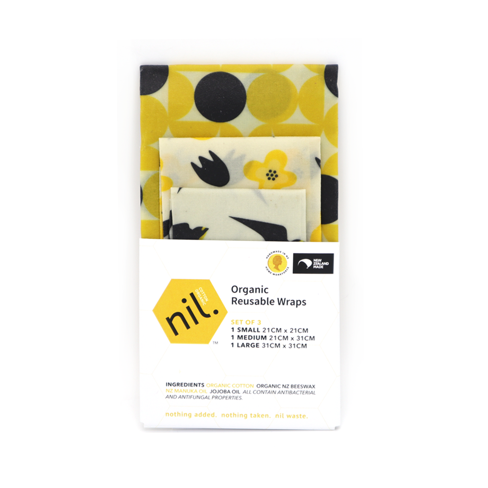 Nil Organic Beeswax Food Wraps Mixed Pack of 3 Yellow