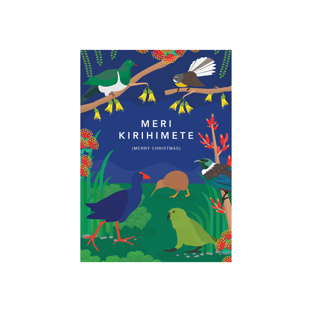 Iko Iko Christmas Card NZ Birds Night